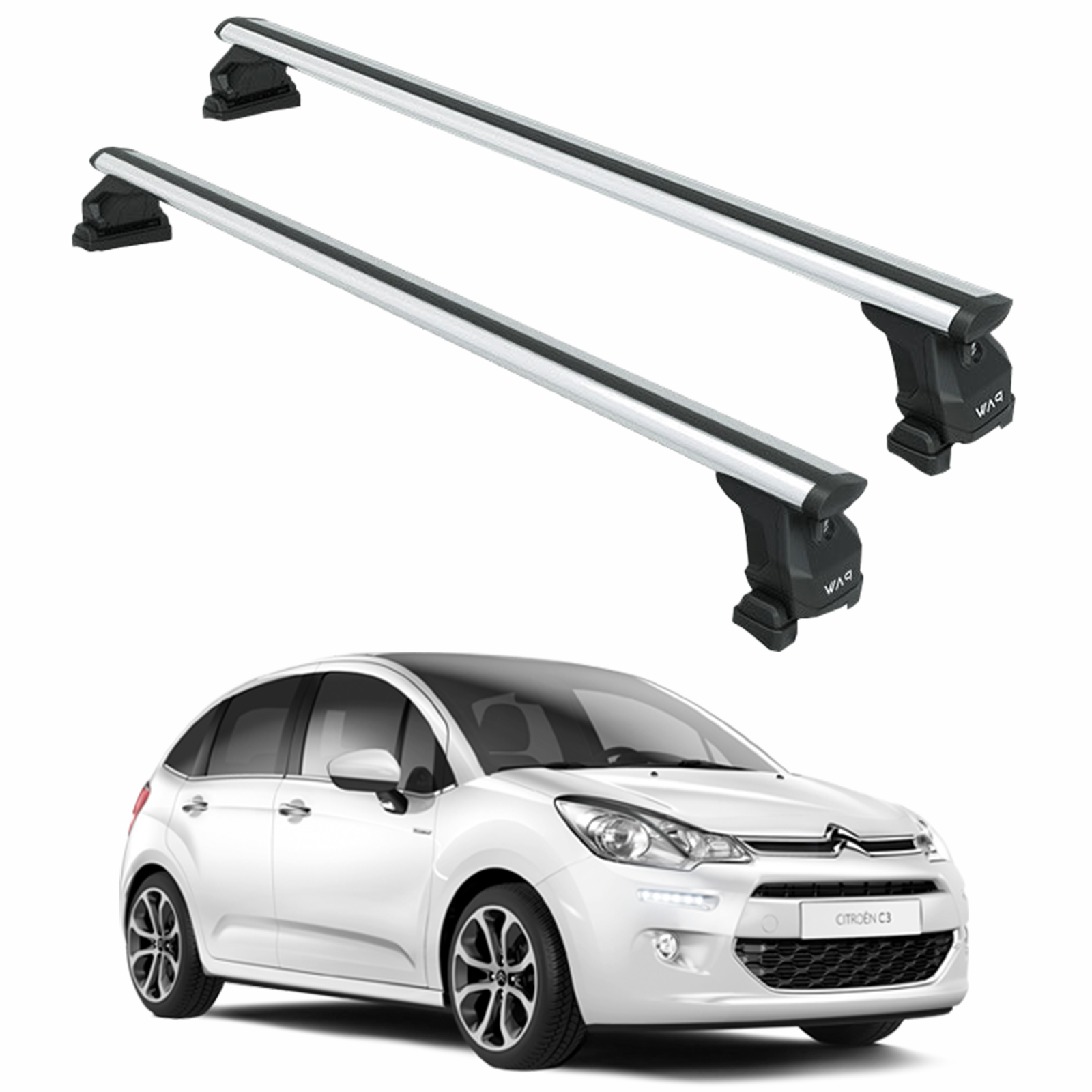 For Citroen C3 A51 2009-2016 Roof Rack Cross Bars Fix Pro Roof Alu Silver For Citroen C3 A51 2009-2016 Roof Rack Cross Bars Fix Pro Roof Alu Silver